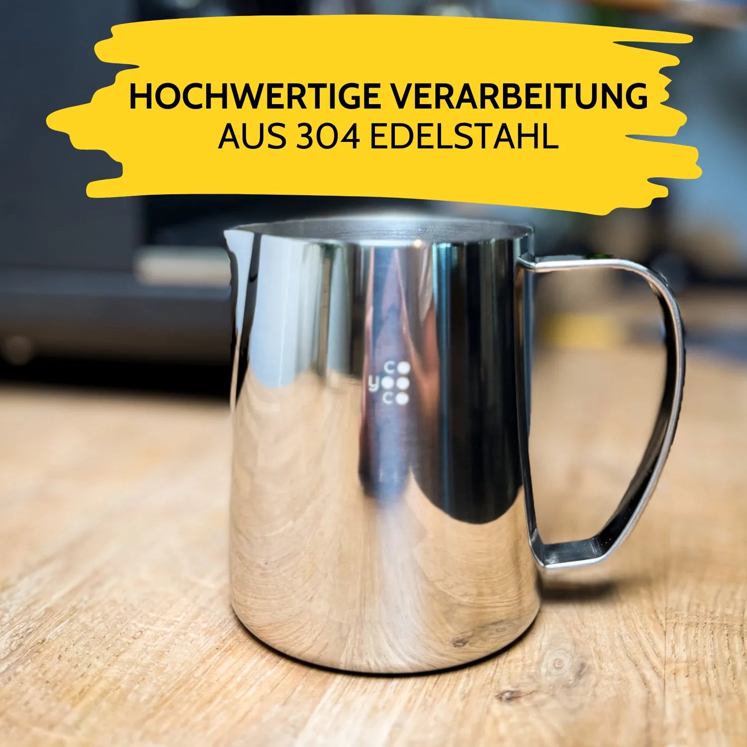 Milchkännchen für Latte Art aus Edelstahl.