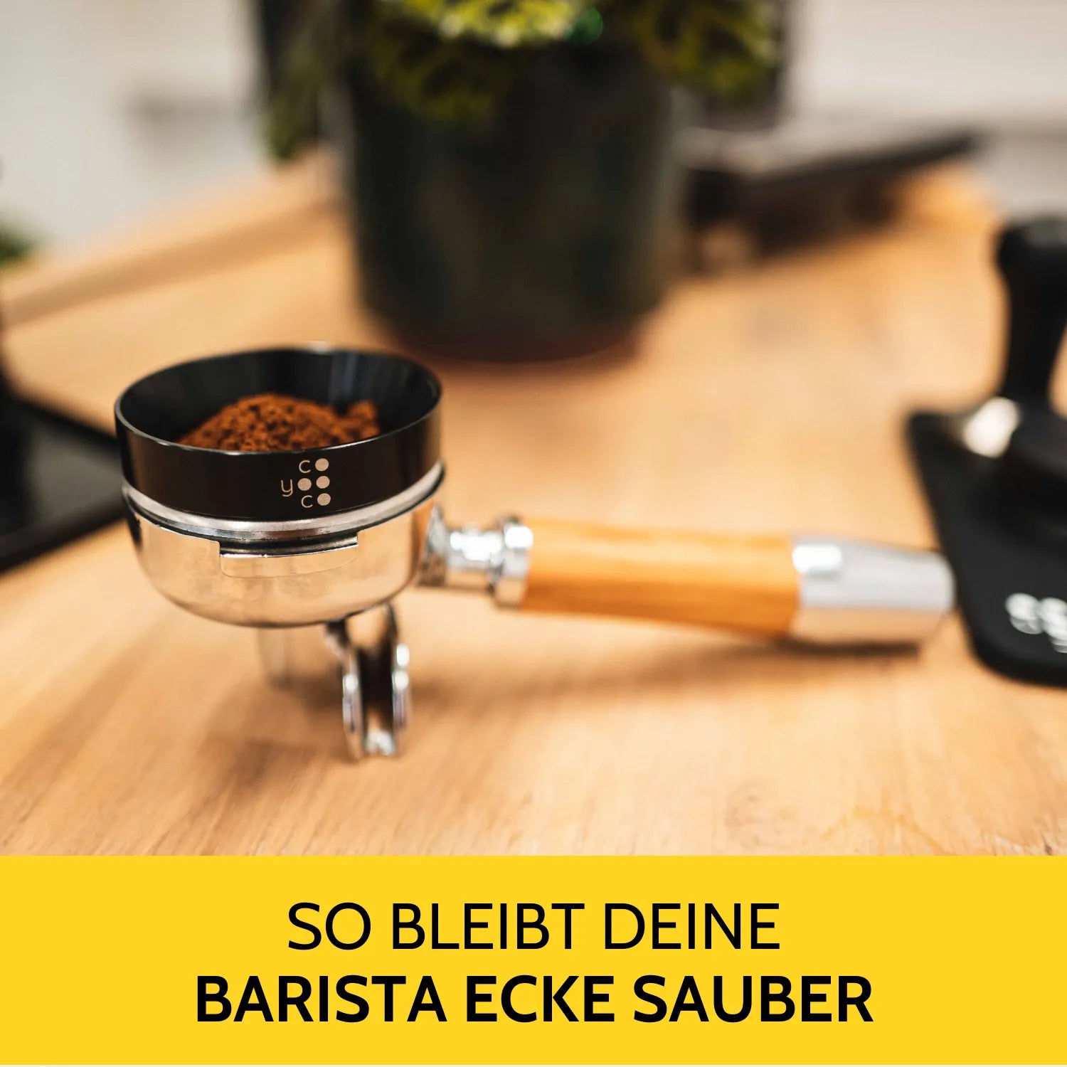 Voller Siebträger mit Dosierring.