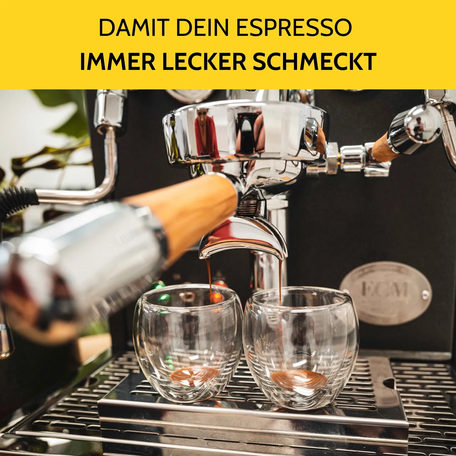 Espresso extrahiert in zwei Kaffeegläser. 