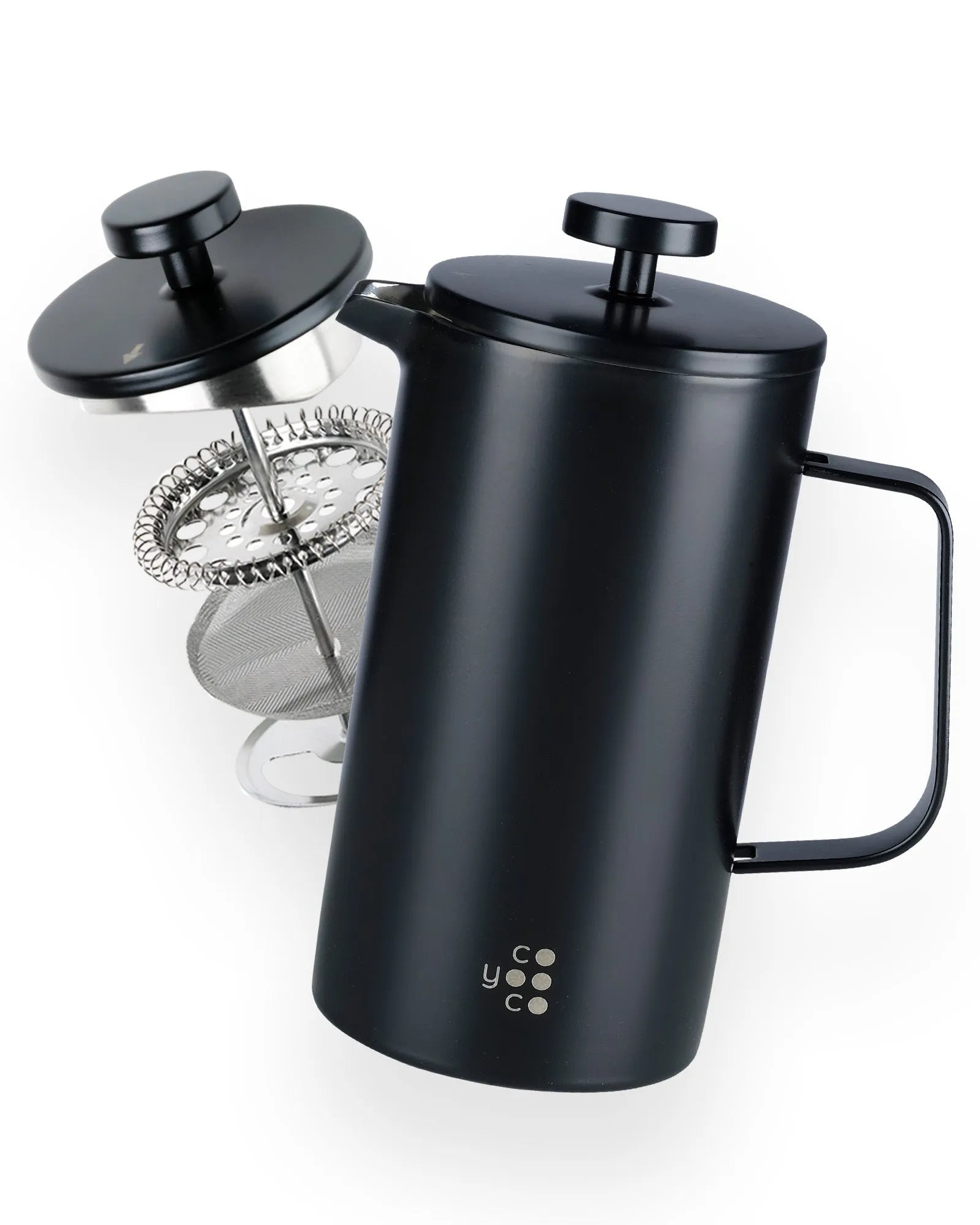 Schwarze French Press. 